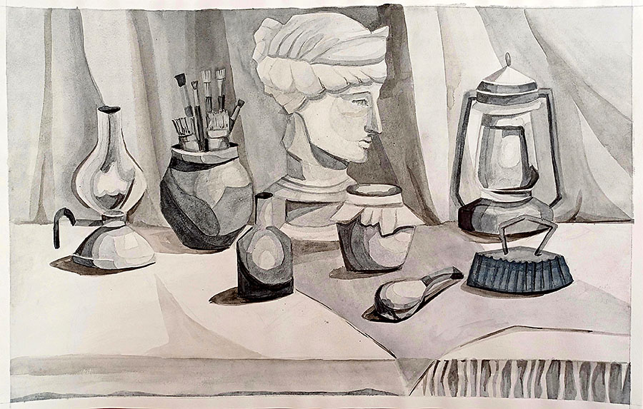 Still life with plaster head - Zlata Sasin